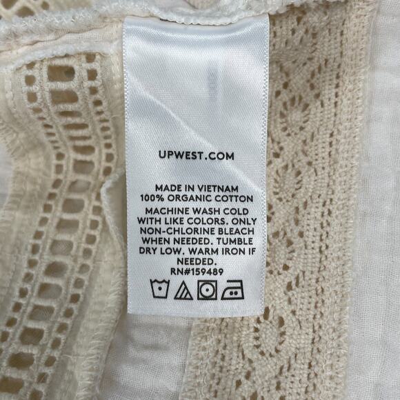 UpWest Plisse White Crochet Lace Detail Soft 100% Organic Cotton Maxi Dress M - Picture 16 of 16